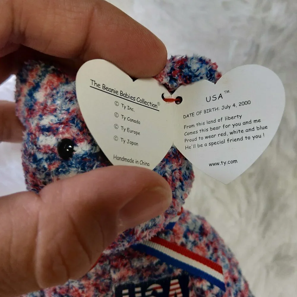 NWT RARE Ty USA Bear Collectible 2000 Beanie Baby Red White Blue With Errors